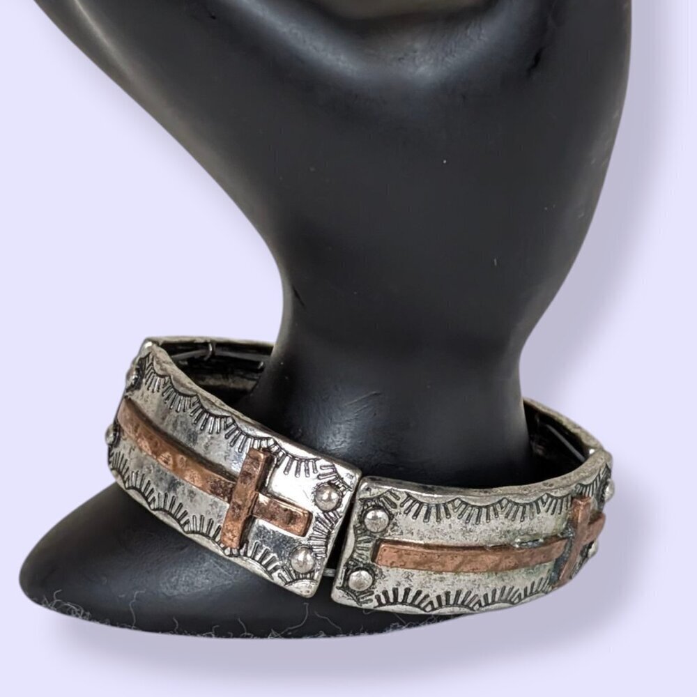 Metal Cross Stretch Bracelet - Picture 2 of 6